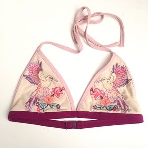 Topshop bikini top bird embroidery
